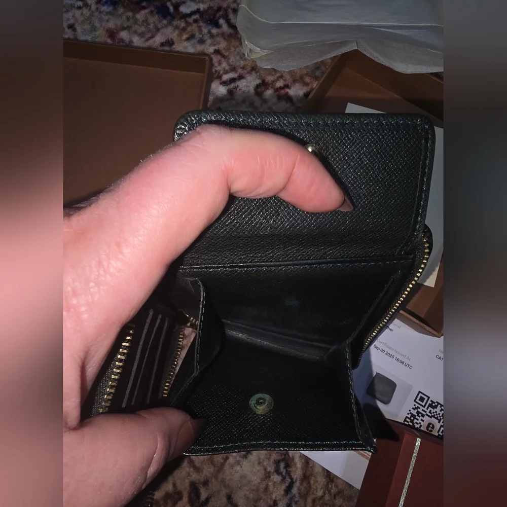 Full Inclusion Louis Vuitton Green Tiaga Zip Around Organizer. COA Included